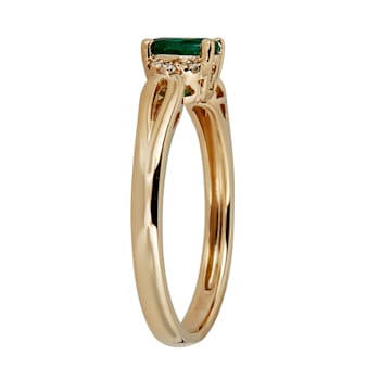Gin & Grace 10K Yellow Gold Zambian Emerald Ring with Diamonds