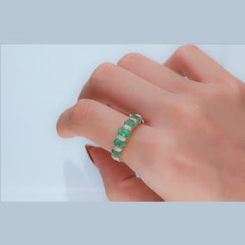 Gin and Grace 14K Yellow Gold Natural Zambian Emerald Ring with Natural Diamonds