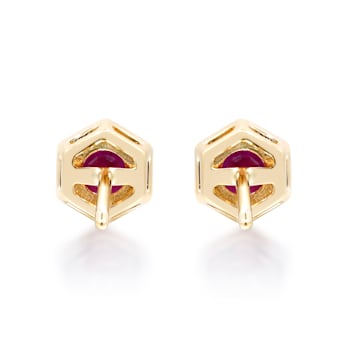 Gin & Grace 14K Yellow Gold Stud Earring with Genuine Ruby