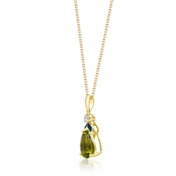 Gin and Grace 10K Yellow Gold Peridot Pendant with Diamonds