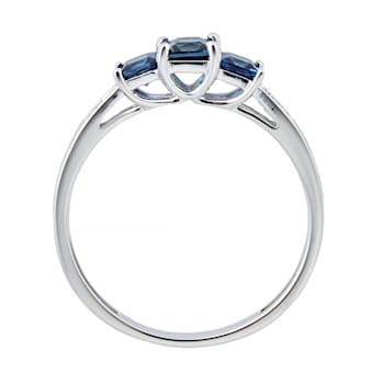 Gin & Grace 14K White Gold Real Diamond Anniversary Ring (I1) with
Natural Blue Sapphire