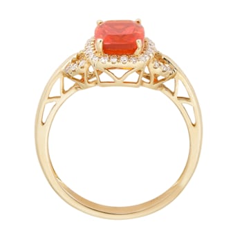 Gin & Grace 10K Yellow Gold Natural Fire Opal & Real Diamond
(I1) Statement Ring