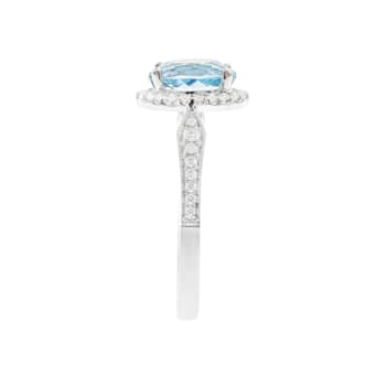 Gin & Grace 14K White Gold Aquamarine with Diamond Ring