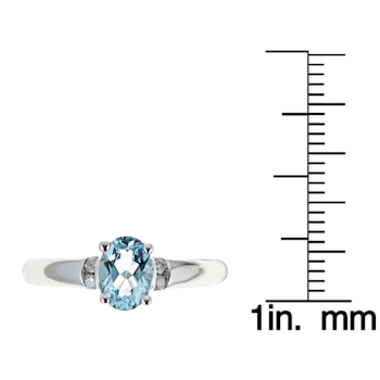 Gin & Grace 925 Sterling Silver Aquamarine with Diamond (I1) Ring
