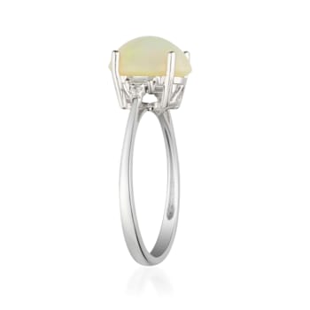 Gin & Grace 10K White Gold Real Diamond Ring (I1) with Natural
Ethiopian Opal