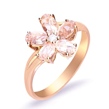 Gin & Grace 10K Rose Gold Real Diamond Anniversary Engagement Ring
(I1) with Genuine Morganite