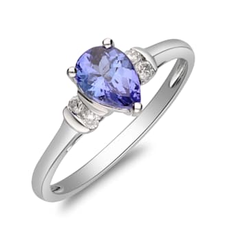 Gin & Grace 10K White Gold Tanzanite with Diamond  Ring