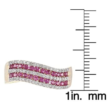 Gin & Grace 14K Yellow Gold Real Diamond Wedding Ring (I1) with
Genuine Ruby