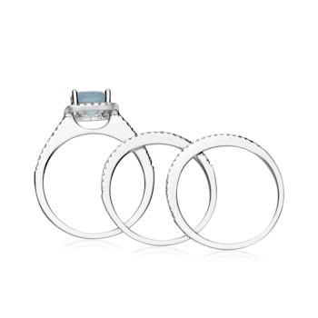 Gin & Grace 14K White Gold Blue Aquamarine With Diamond Ring