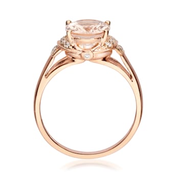 Gin & Grace 10K Rose Gold Morganite and Diamond Ring