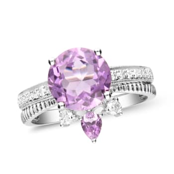 Gin & Grace 14K White Gold Natural Pink Amethyst, Light Pink
Amethyst & Real Diamond (I1,) Ring