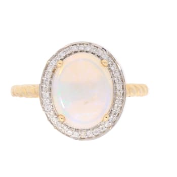 Gin & Grace 14K Yellow Gold Natural Opal & Real Diamond (I1))
Statement Ring