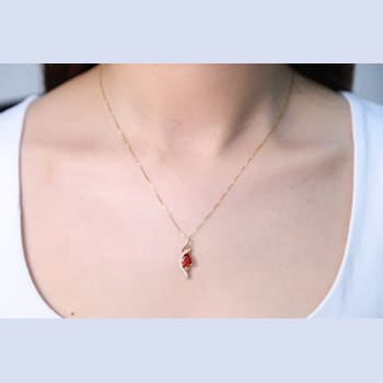 Gin & Grace 14K Yellow Gold Mexican Fire Opal Pendant Necklace with Diamonds