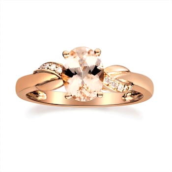 Gin & Grace 10K Rose Gold Morganite and Diamond Ring