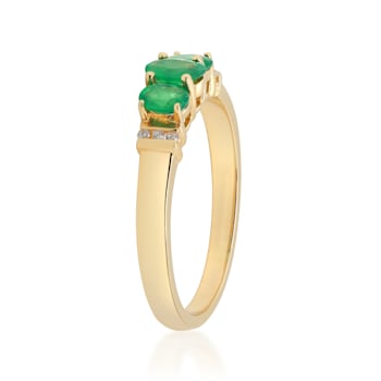 Gin and Grace 14K Yellow Gold Zambian Emerald Ring with Diamonds