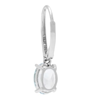 Gin & Grace 14K White Gold Aquamarine Leverback Drop Earring with Diamond