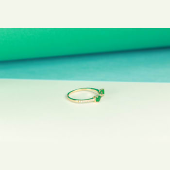 Gin and Grace 14K Yellow Gold Zambian Emerald Ring with Diamonds