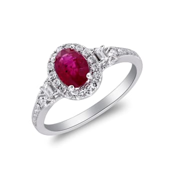 Gin and Grace 14K White Gold Ruby Ring with Diamonds