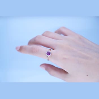 Gin & Grace 14K Rose Gold Real Diamond Ring (I1) with Raspberry
color Natural Rhodolite Garnet