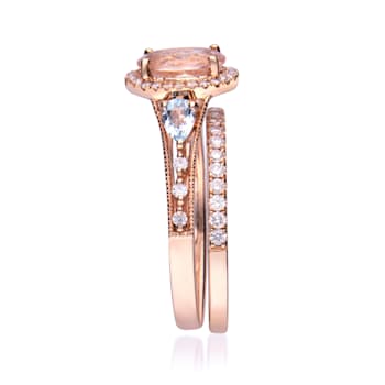 Gin & Grace 14K Rose Gold Natural Morganite, Aquamarine and Real
Diamond (I1) Ring
