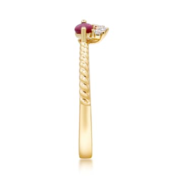 Gin and Grace 14K Yellow Gold Natural Ruby Ring with Real Diamonds