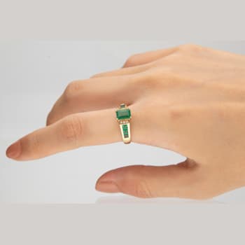 Gin & Grace 10K Yellow Gold Emerald with Diamond Ring