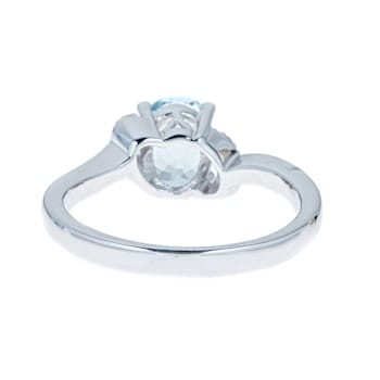 Gin & Grace 925 Sterling Silver Aquamarine Ring with Diamond