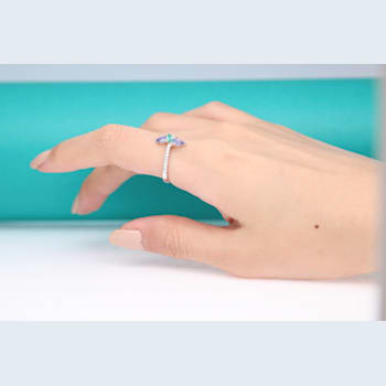 Gin and Grace 14K White Gold Natural Zambian Emerald & Tanzanite
Ring with Natural Diamonds