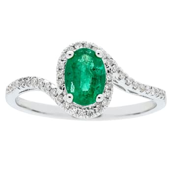 Gin & Grace 14K White Gold Emerald & Diamond Ring