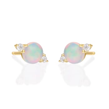 Gin & Grace 10K Yellow Gold Genuine Ethiopian Opal and Real Diamond
(I1) Earring