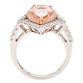 Gin & Grace 14K Two-Tone Gold Real Diamond Ring (I1) with Genuine Morganite