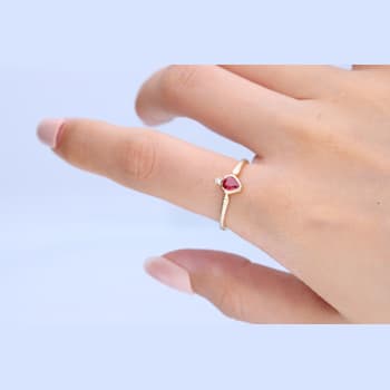 Gin and Grace 14K Yellow Gold Natural Ruby Ring with Real Diamonds