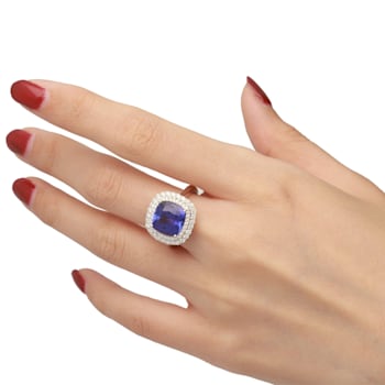 Gin & Grace 18K White Gold Tanzanite With Diamond Ring