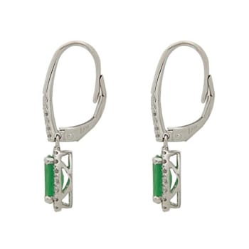 Gin & Grace 14K White Gold Natural Diamond(I1) Dangle Earring with
Natural Emerald