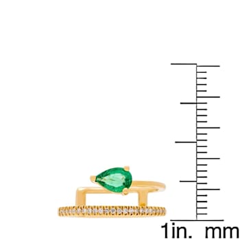 Gin & Grace 18K Yellow Gold Natural Zambian Emerald Ring with Real Diamonds