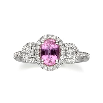 Gin & Grace 14K White Gold Diamond Ring with Pink Sapphire