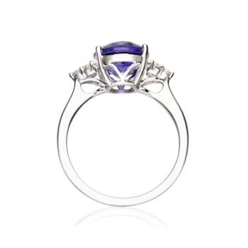 Gin & Grace 14k White Gold Genuine Tanzanite With Natural Diamond
(I1) Statement Ring