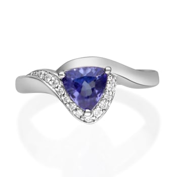 Gin & Grace 925 Sterling Silver Real Diamond Ring (I1) with Genuine
Blue Tanzanite