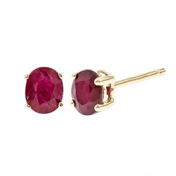 Gin & Grace 14K Yellow Gold Stud Earring with Genuine Ruby