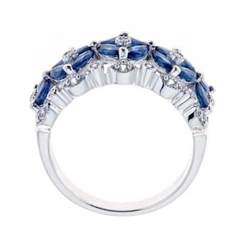 Gin & Grace 925 Sterling Silver Real Diamond Wedding Ring (I1) with
Natural Blue Sapphire