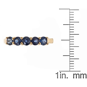 Gin & Grace 14K Yellow Gold Real Diamond Ring (I1) with Natural Blue Sapphire