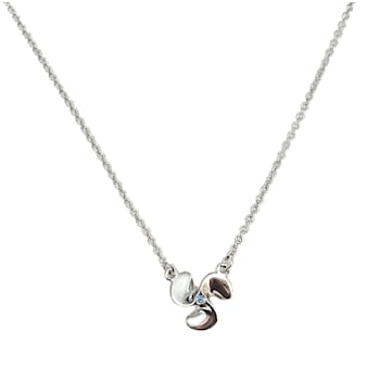 Sterling Silver Propeller Rolo Chain Necklace with Blue CZ Accent.