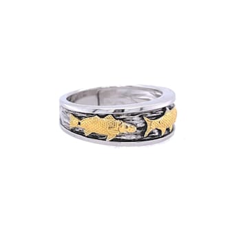 Sterling Silver Triple Catch Fish Ring