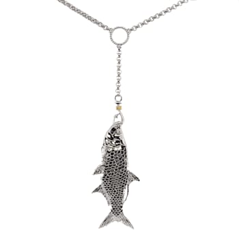 Sterling Silver Lariat Style Tarpon Necklace