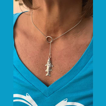 Sterling Silver Lariat Style Snook Necklace