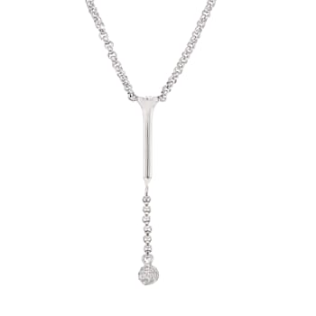 Sterling Silver Golf Tee Lariat Necklace with Crystal Accents.