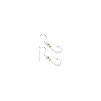 Sterling Silver Fishing Hook Dangle Style Earrings with Blue CZ Accents,
Large Hook Size.
