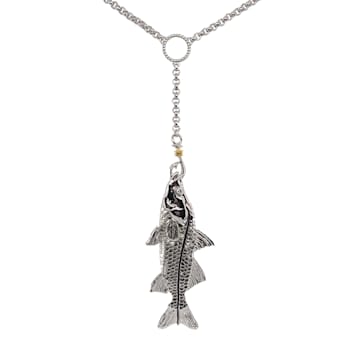 Sterling Silver Lariat Style Snook Necklace