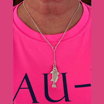 Sterling Silver Lariat Style Redfish Necklace