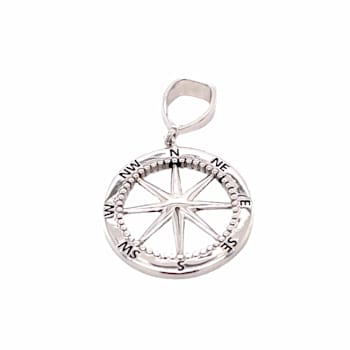 Sterling Silver Compass Pendant.